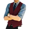 Men'S Vests Mens Suit Vest V Neck Herringbone Slim Fit Formal Green/Black/Brown Business Single-Breasted Waistcoat Groomman For Drop D Dhikr