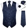 Mäns västar passar väst lyx Paisley Silk Waistcoat Slipsarduk Manschettknappar broschstift för bröllop prom män kläder