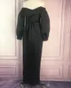 Robe Sexy à manches bulles en V profond, taille haute, coupe cintrée de grande taille, robe élastique fendue pour femmes 538836