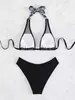 Damenbadebekleidung 2023 Halter Bikini Set High Cut Badeanzug Frauen Sexy Mesh Bademode Weibliche Badegäste Baden Schwimmen Badeanzug Beachwear T240328