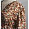 Casual Dresses Fashion Floral Tryckt långärmad överdimensionerad A-Line Dress Women Spring Autumn Loose Tunic Robe 1021
