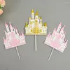 Fournitures de fête 5pcs Château Princesse Cake Topper Golden Rose Gâteaux Décoration De Mariage Anniversaire Cuisson Décor Accessoires Baby Shower