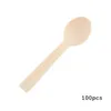 Posate usa e getta 100 pezzi cucchiaio di legno mini gelato stoviglie per feste cucina sicura legno cucchiaio da dessert occidentale matrimonio piccolo