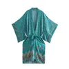 فساتين غير رسمية ayualin v-neck sashes kimono dress summer 2024 party robe beach coverps boho floral print for women