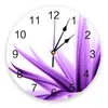 Orologi da parete Fiori Petali viola Bellissimo orologio Design moderno Silenzioso Camera da letto Soggiorno Decorazione Rotondo da appendere