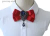 Bow Ties Rhinestones Bow Tie for Mens Wedding British Men and Womens Suits Shirts Collar Flower Blue Crysty Bowtie Corsage 2-piece Set Y240329