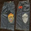 Jnco workowate dżinsy y2k harajuku hip hop goth vintage wzór wysokiej jakości dżins