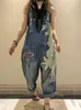 2023 Femmes coréennes Fi Salopette Dames Printemps Imprimé Denim Sarouel Vintage Casual Jeans Femmes Lâche Vintage Pantalon x7tG #