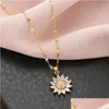 Anhänger Halsketten Neue Mode Sonnenblume Halskette Für Frauen Schmuck Zirkon Große Luxus Halsband Korea Stil Großhandel Drop Lieferung Anhänger Dhtwo