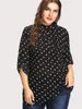 hot Sale Ruched V Neck Lg Sleeve Polka Dot Plus Size Blouses Ruched Top Shirt Fi Women's Shirts Maternity Clothes Summer w4R9#