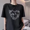 T-shirt respirant à col rond pour femmes, haut de styliste brodé de fleurs à paillettes, petit col rond, printemps 2024