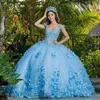 Abito da ballo blu cielo Abito Quinceanera abiti da 15 a os Applique Backless Sweet 16 Dress Pageant Gowns287K