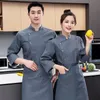 vit kockjacka LG Sleeve Chef Uniform Cook Coat Chef T-shirt Baker Work Uniform Waiter Restaurang Hotelkläder Kvinnor Logo Y127#