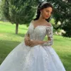 Robe de bal Princ mariage Dres O cou dentelle appliqués perlés manches Lg mariage dres pour femmes vestidos de novia 2023 S6kB #