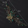 Gold Green Rhineste HeadPice for Women Wedding Hair Peigt Handmade Crystal Bridal Headwear Tiara Fi Girl Hair Actures G6D5 #