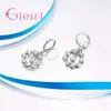 Ensemble de boucles d'oreilles et collier en argent Sterling 925 pur, grands pendentifs avec zircone cubique, accessoires de bijoux de mariage de fiançailles, strass