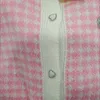2023 Sweet O-Neck Heart Butt Lattice Splicing Pink Cardigan Sweater Fi Lose Einreiher Preppy Style Strickpullover 071p#