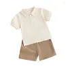 Clothing Sets Toddler Baby Boys Summer Clothes Short Sleeve Button Shirt Elastic Waist Shorts Set Little Kids Matching Outfit