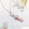 Pendant Necklaces 925 Sier Natural Gemstone Pendants Necklace Opal Rose Quartz Healing Crystals Jewelry For Women Girls Ni0729 Drop De Dh4Ey