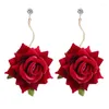 Boucles d'oreilles pendantes bohème romantique bricolage fait à la main Rose fleur artificielle boucle d'oreille pour femmes fille fête plage mode luxe bijoux cadeau