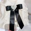 Bow Ties Streamer Rhinestone BowTie Womens Korean CollegeStyle Shirt Collar Flower Fashion Womans Suit Accessories Heart Crystal Bowtie Y240329