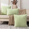 Kudde fast färg plysch dekorativt kast täcker fuzzy randig mjuk kuddefodral för soffa vardagsrum
