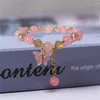 Link Bracelets Exquisite Butterfly Bracelet Colorful Ceramic Crystal Handmade Pendant Stretch For Girls Aesthetic Jewelry Party Gifts