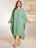 Ethnic Clothing Elegant Irregular Plus Dress Bat Sleeve Middle Eastern Cardigan Long Buttons Women Large Hem Muslim Dubai Kaftan Dresses