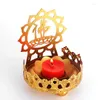 Candle Holders Hollow Carved Candlestick Metal Light And Shadow Holder For Buddhist Ghee Lamp Lotus Flower