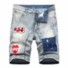 herr graffiti rippade denim korta jeans 2023 sommar ny fi casual smal stor hål retro stil denim shorts manliga märke kläder d4bj#