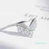 Maat 6-10 Luxe Sieraden Echte 925 Sterling Zilveren Kroon Ring Volledige Marquise Cut White Topaz Cz Diamond Moissanite Vrouwen bruiloft Ban203G