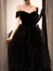 french Elegant Waist Black Evening Dr One-shoulder Birthday Prom Dr Sexy Simple Ball Gown Pleated Mesh Wedding Party Dr 45Z3#