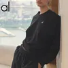 Al High Waist 레깅스 여성 요가 정렬 바지 레이디 조끼 요가 탱크 탑 브라 알루 요가 스웨트 셔츠 운동 피트니스 운동 후드 복장 운동 체육관 슬림 액티브웨어