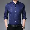 Smart Casual Men Thin Plaid Smooth Shirts Long Sleeve Lapel Spring Autumn Clothing Koreon Male Loose Business Fashion Tops240325