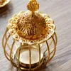 Candle Holders Arabian Gold Incense Burner Creative Birdcage Shape Metal Holder Middle East Arab Style Iron Aroma Diffuser Burne