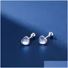 Goujon minimaliste pierre précieuse 925 Sterling Sier goujons pierre de lune élégante petite boucle d'oreille cabochon boucles d'oreilles livraison directe bijoux Dhaiz