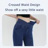 Jeans pour femmes Yoga pour femmes Pantalons en denim Pantalons évasés sexy Lady Traceless Hip Lifting et conception de taille croisée Sports d'intérieur en plein air