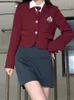japanese Kawaii School Student Uniform Women Korean College Girl Cosplay JK Uniform Autumn Blazer Coat and Mini Grey Skirt Set 1937#