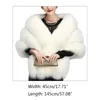 womens Luxurious Winter Faux Fur Scarf Collar Shrug Sexy V-Neck Shawl Wrap Stole Bridal Cloak Cape Cover Up for Wedding z7VX#