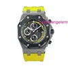 Swiss AP Wrist Watch Royal Oak Offshore Series 26207IO Limited Edition Black And Yellow Mens Transparent Automatic Mechanical Watch 42mm