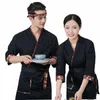 2024 estilo coreano japonês uniforme de cozinheiro jaqueta kimo garçom trabalho wear tops chef sushi restaurante macacão garçom jaqueta de trabalho 159V #