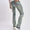 Homens vintage elegante solto rasgado remendo calças jeans streetwear masculino sólido casual calças jeans retas z6hn #