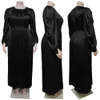 Grande taille Dres L-5XL automne Satin Lg manches plissées en vrac Dr élégant bureau dame Lg Robes Club Robes de soirée tenues v91S #