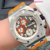 Лучшие наручные часы AP Royal Oak Offshore Series Прецизионная сталь Автоматическое оборудование 42 мм Отображение даты Функция синхронизации Мужские часы Прецизионная сталь 26175ST