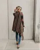 Kvinnor LG SLEEVE LOSS SCARF COLLART RIKED TASSLES TREATER CARDIGAN ENGLAND STIL SHACK COER FI Streetwear Pcho tröja O4MB#