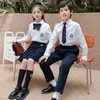 Çocuklar Okulu Üniforma Öğrencileri Kostüm Kızlar LG Kol Sonbahar Kış Takımları Erkek Okulu Anaokulu Sınıf Giyim Y5AF#