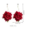 Boucles d'oreilles pendantes bohème romantique bricolage fait à la main Rose fleur artificielle boucle d'oreille pour femmes fille fête plage mode luxe bijoux cadeau