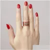 Band Rings Fashion 18k Gold Classic Red Pink Emameled Love Heart Finger Ring Women Girls Party Metal Jewelry Drop Delivery DHBTS