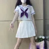 Blanc Violet JK Uniforme Seifuku Japonais Lycée Marin Costume Ensemble Étudiant Coréen Marin Blouse Cosplay Filles Jupe Plissée 94gT #