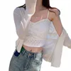 Rimocy Korean Knitted Crip Cardigan Women Spring Summer Butt Up Sun Protecti Woman Lg Sleeve Thin Knitwear Tops女性A8i4＃
